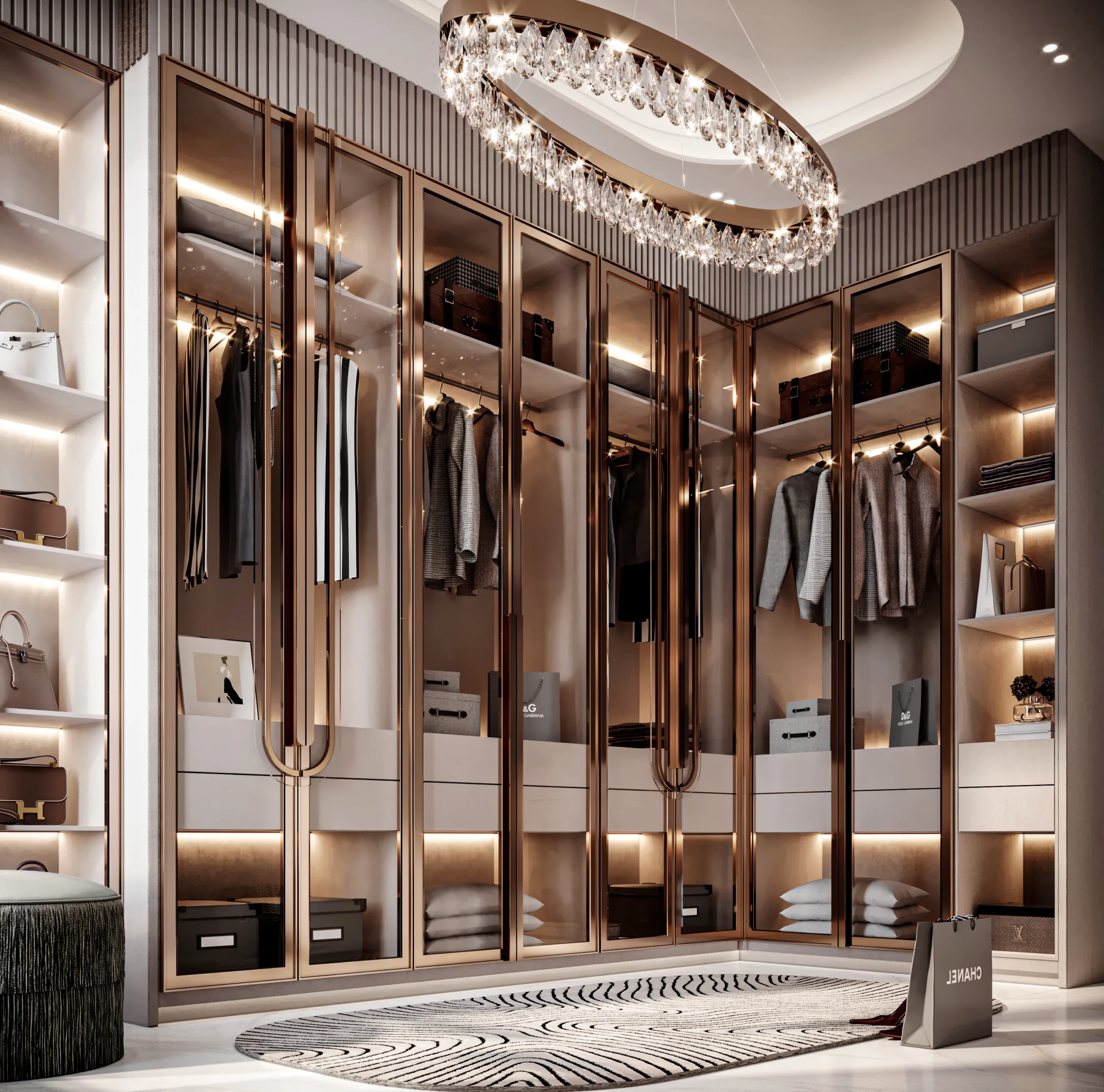 High End Walk in Closet