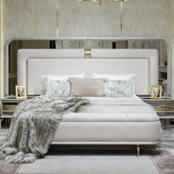 Armoni Cream Boucle Upholstered Bed