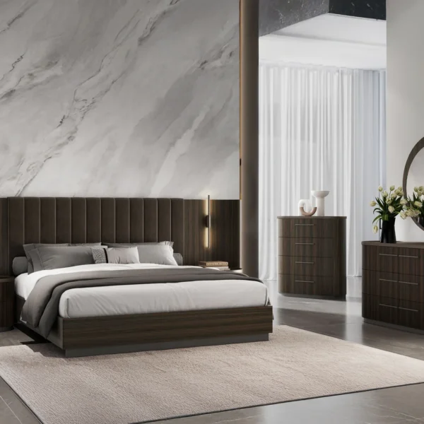 Barcelona Dark Wood Integrated Light King Bedroom Set