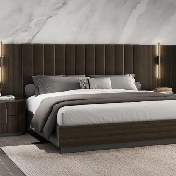 Barcelona Dark Wood Integrated Light King Bedroom Set