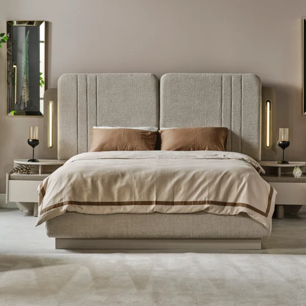 Aura Lumina Textured Integrated LED King Bedroom Set