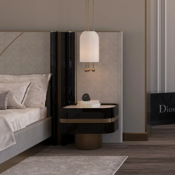 Zenith Modern Geometric Upholstered Platform Bed